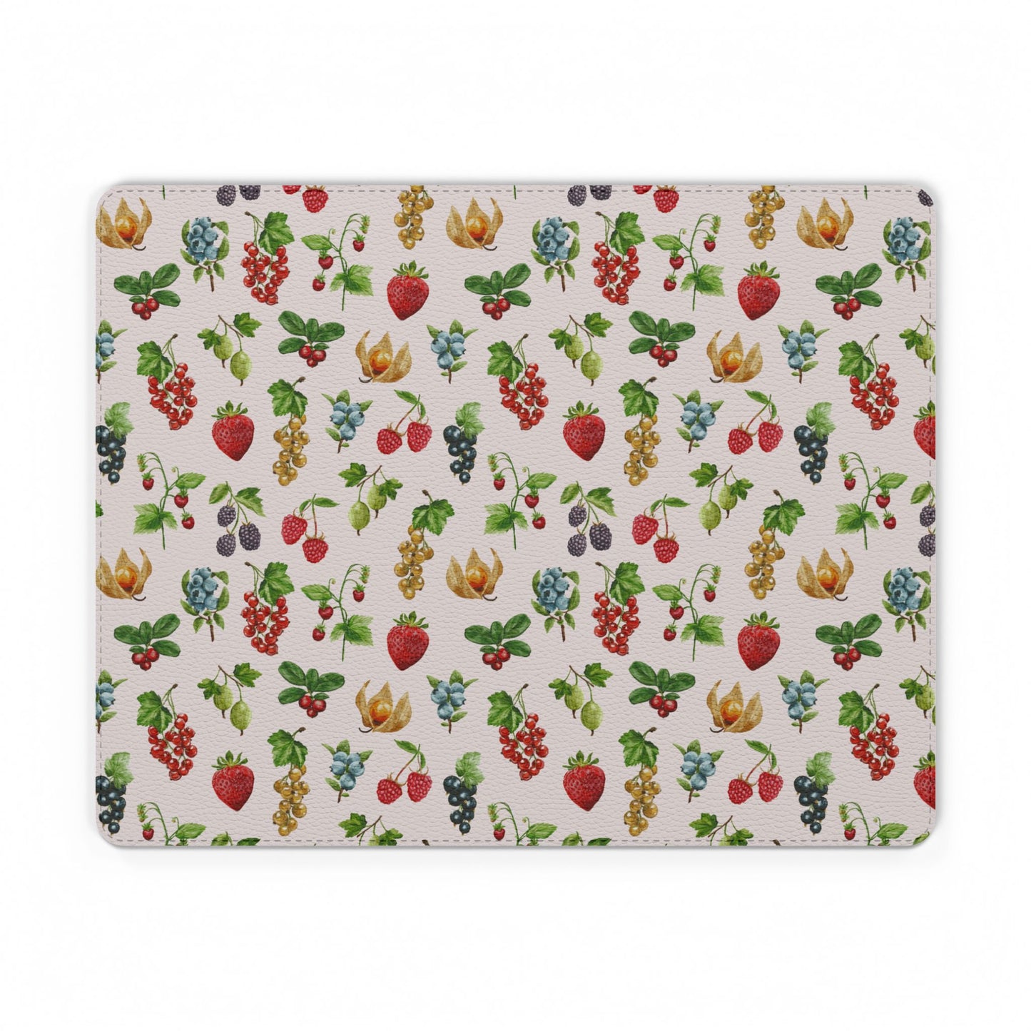 Pastel Pink Strawberries & Fruit Vintage Style Mouse Mat — Garden Desk Mousepad