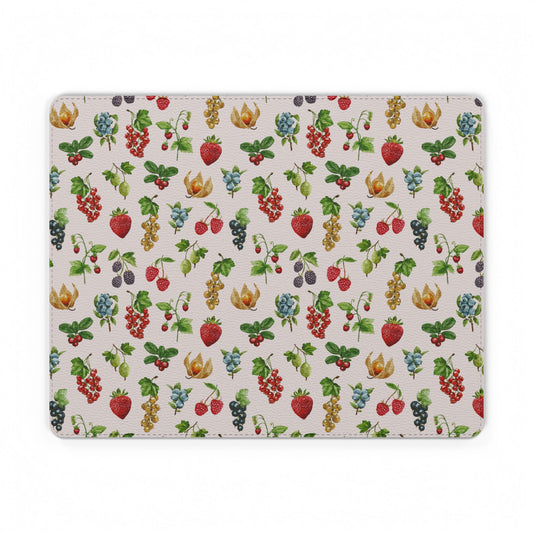 Pastel Pink Strawberries & Fruit Vintage Style Mouse Mat — Garden Desk Mousepad
