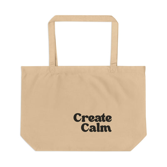 Create Calm Large Eco Tote — Canvas Reusable Grocery & Market Bag