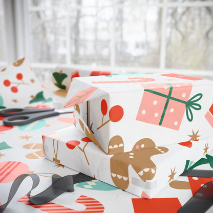 Christmas Wrapping Paper - Cute Gingerbread Candy Canes & Tree