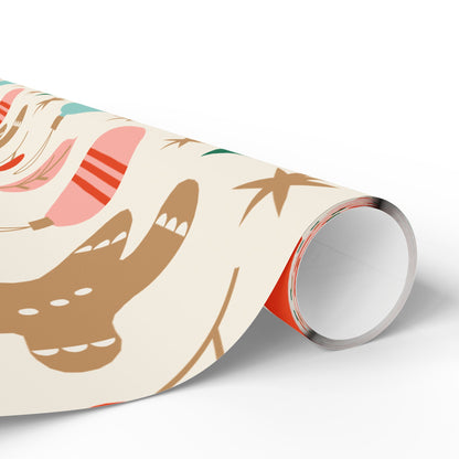 Christmas Wrapping Paper - Cute Gingerbread Candy Canes & Tree