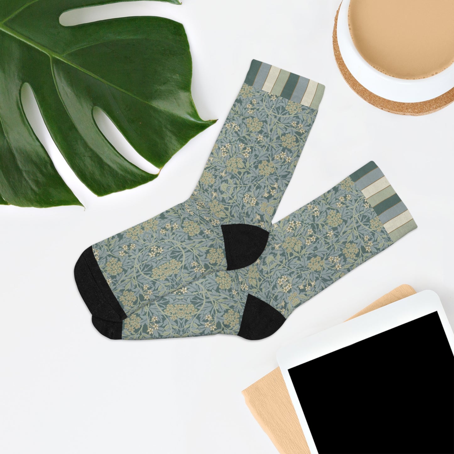 William Morris Green Floral Socks