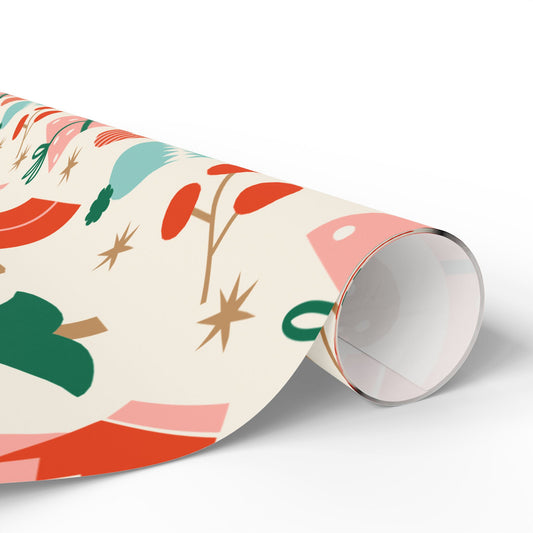 Christmas Wrapping Paper - Cute Gingerbread Candy Canes & Tree