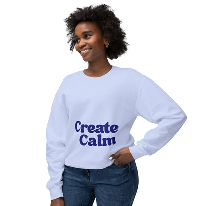 Create Calm 100% Cotton Crewneck Sweatshirt - Pastel Blue