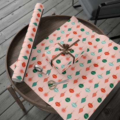 Christmas Wrapping Paper - Ornaments Pink Midcentury Gift Wrap