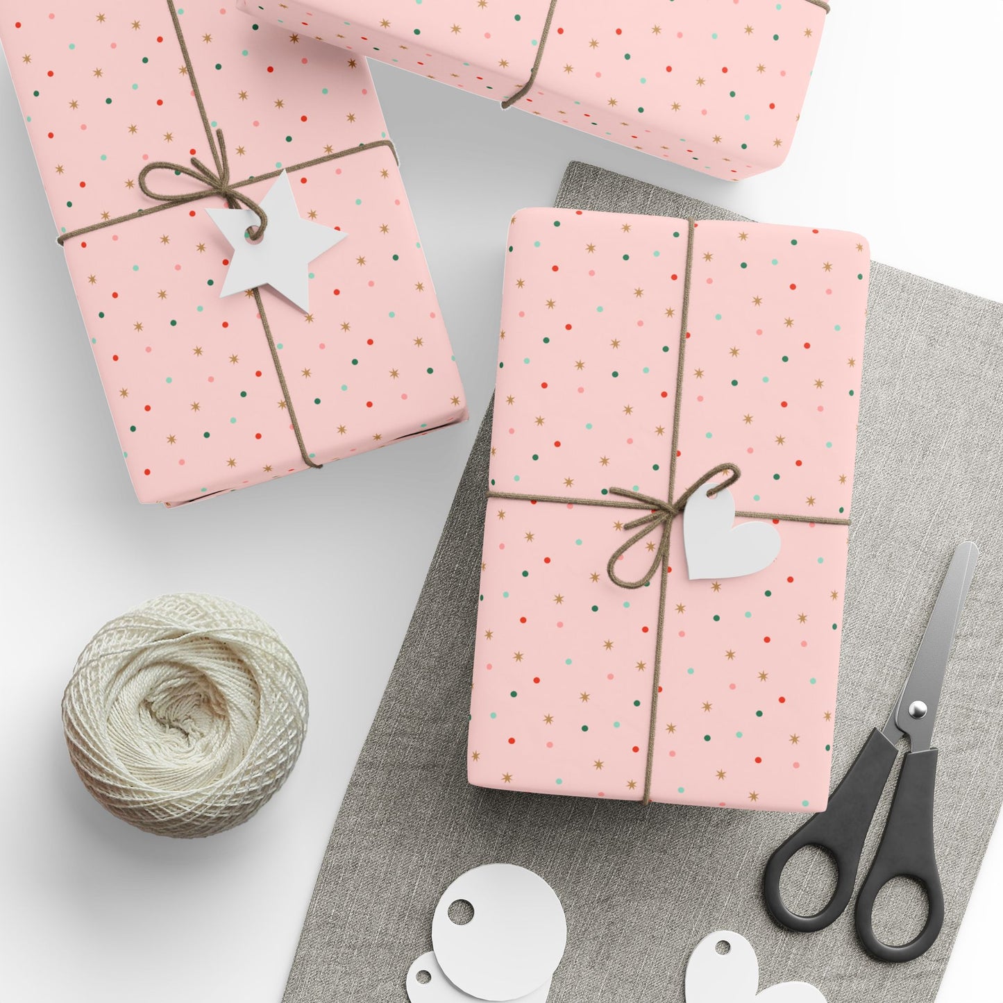 Christmas Wrapping Paper - Vintage Pastel Pink Confetti