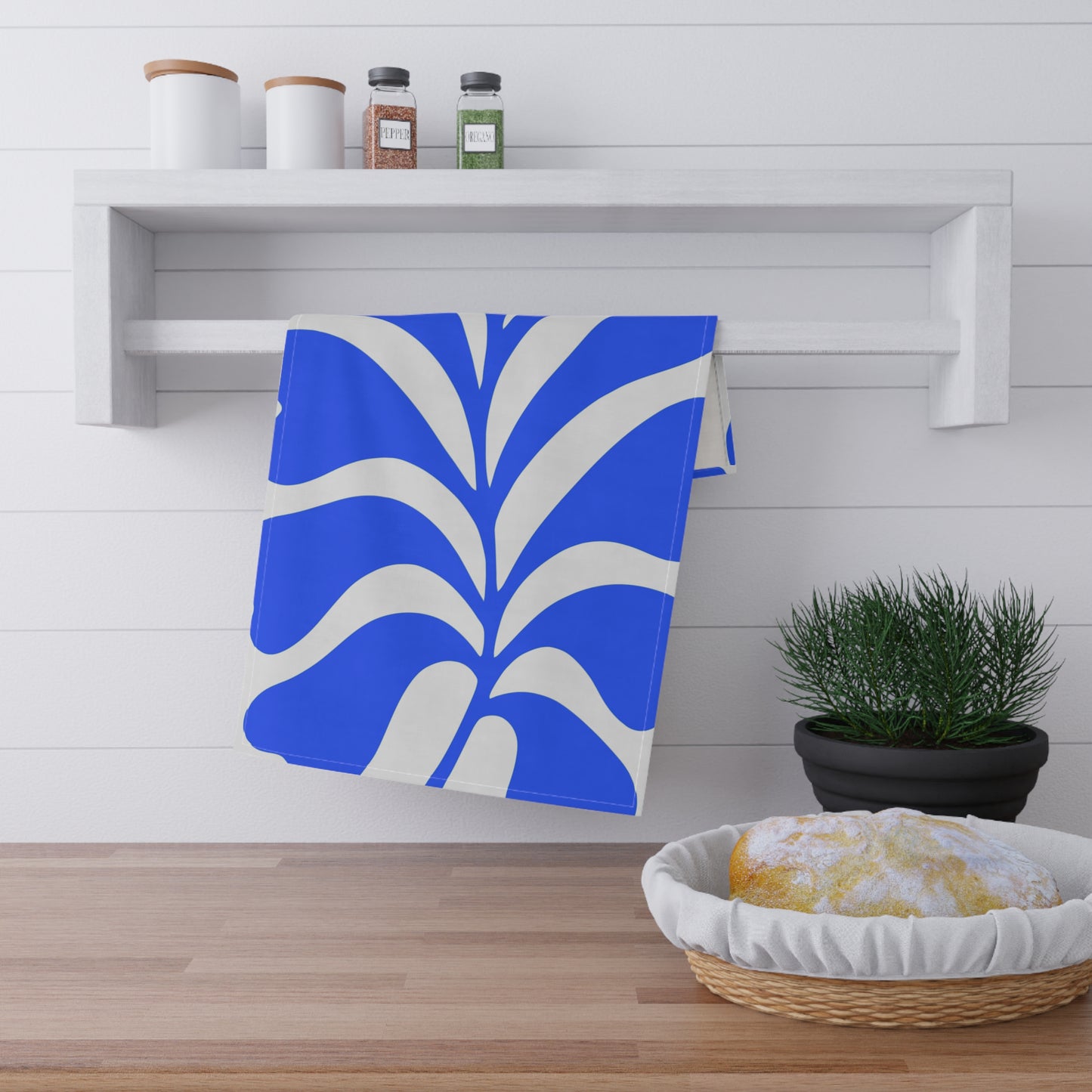 Matisse Inspired Blue Abstract Cotton Tea Towel