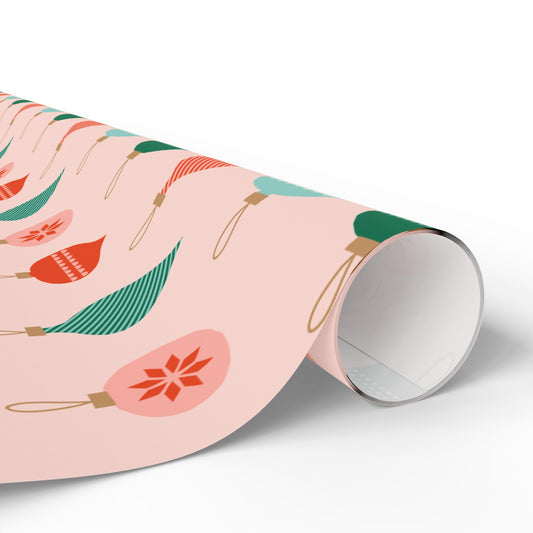 Christmas Wrapping Paper - Ornaments Pink Midcentury Modern Gift Wrap