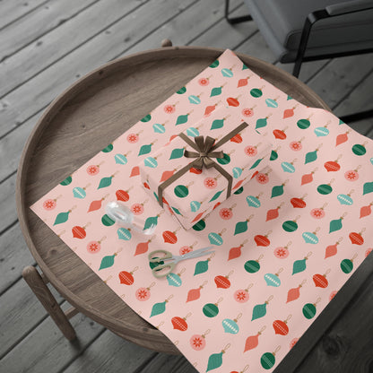 Christmas Wrapping Paper - Ornaments Pink Midcentury Modern Gift Wrap