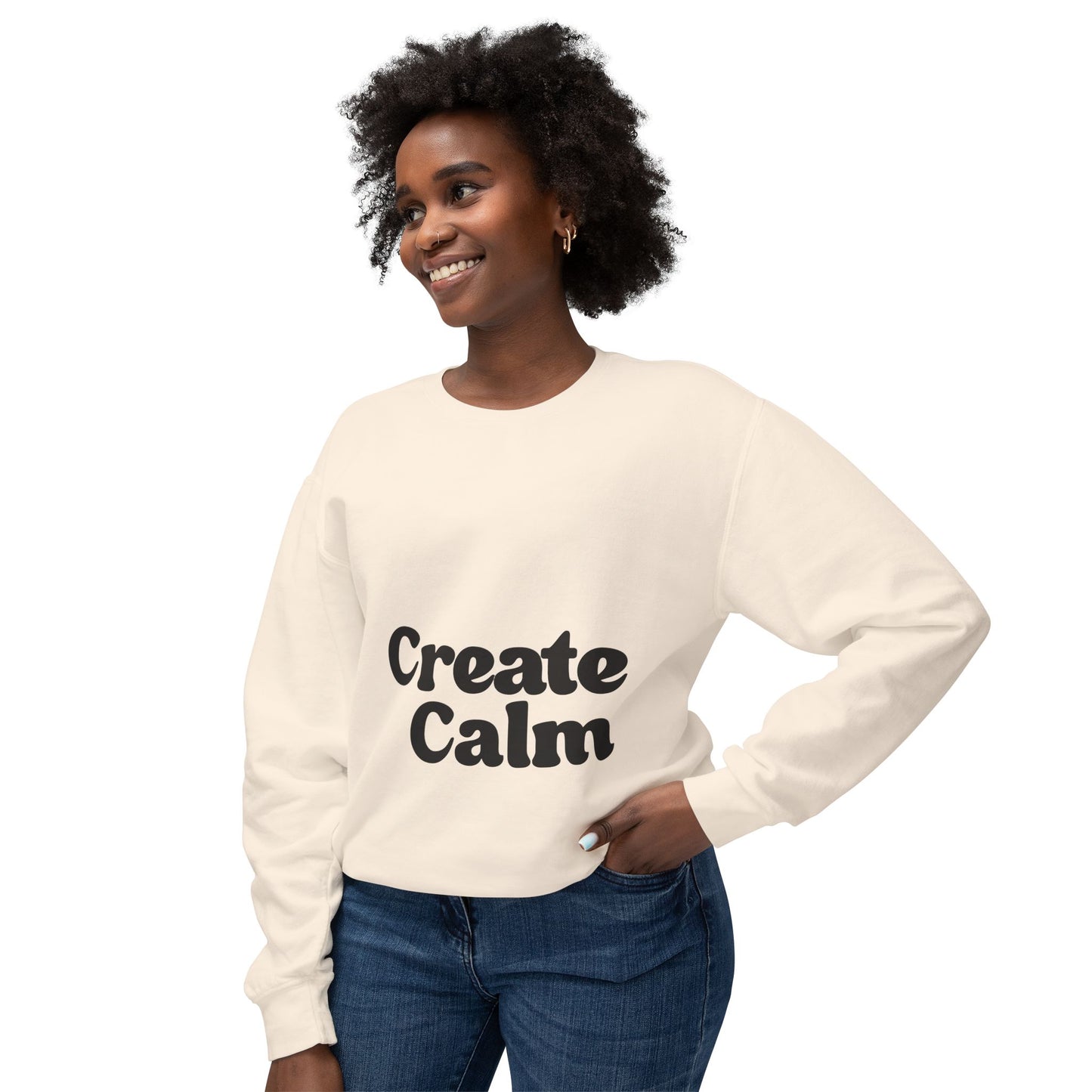 Create Calm Lightweight Crewneck Sweatshirt - Cream
