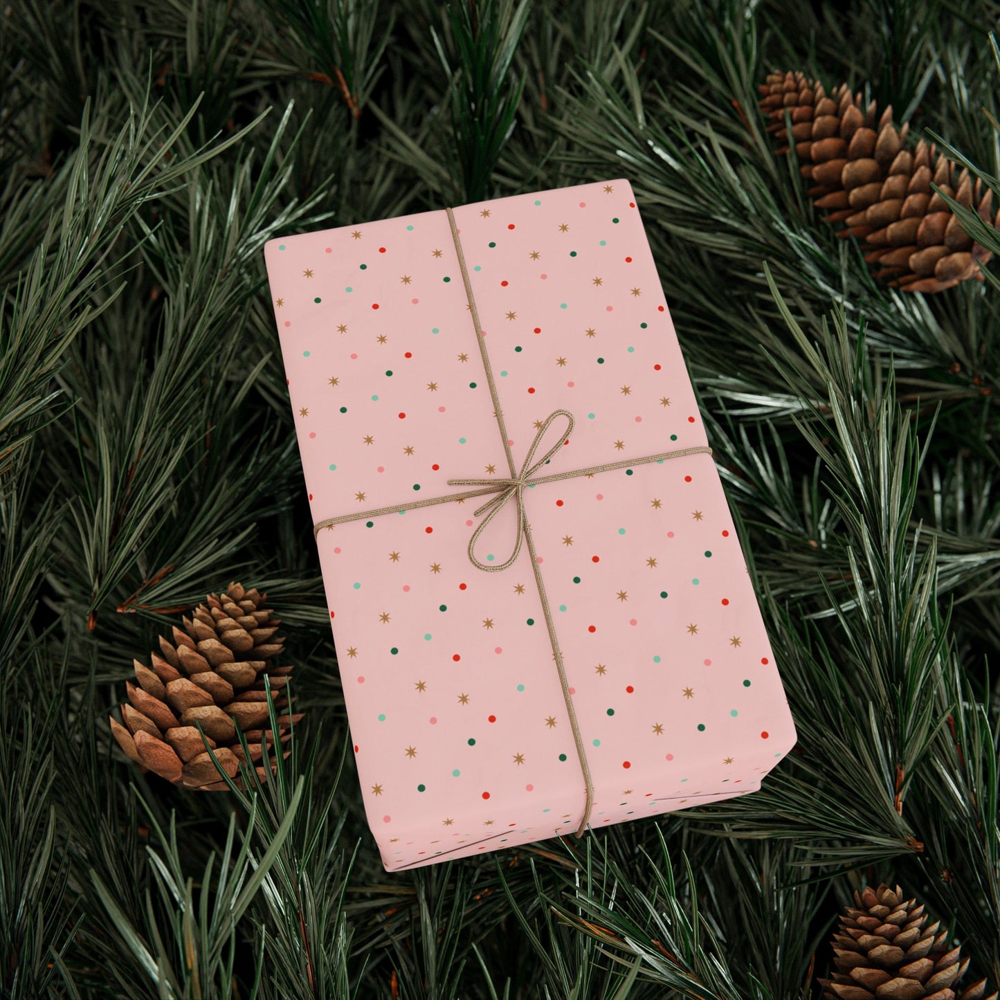 Christmas Wrapping Paper - Vintage Pastel Pink Confetti