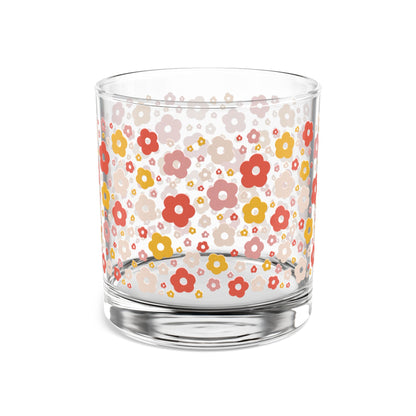 Floral Daisy Rocks Glass — Vintage-Inspired Retro Tumbler