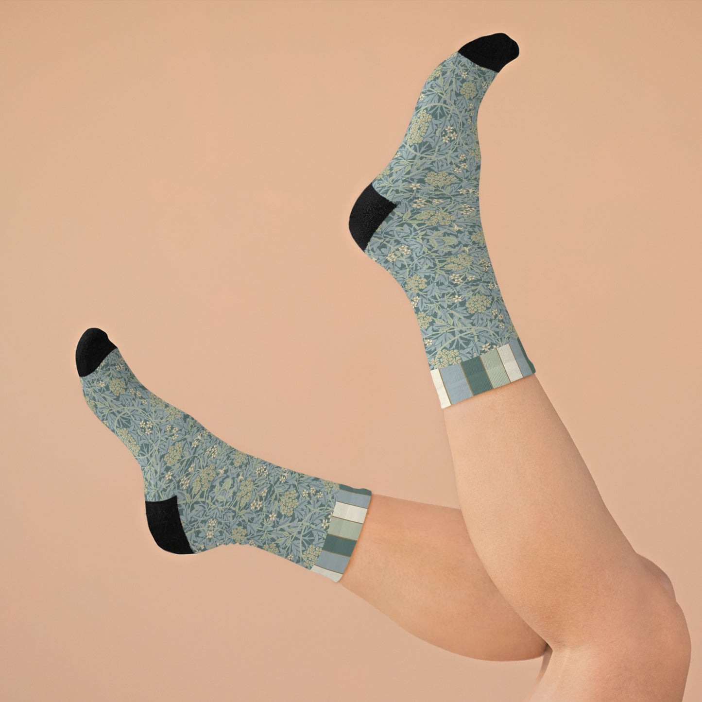 William Morris Green Floral Socks