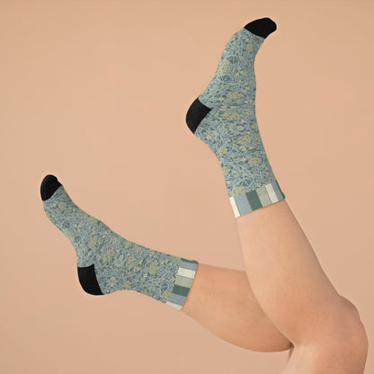 William Morris Green Floral Socks