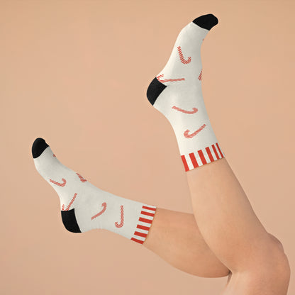Christmas Candy Cane Festive Socks