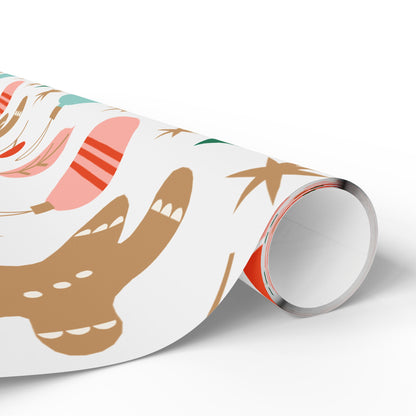 Christmas Wrapping Paper - Cute Gingerbread Candy Canes & Tree