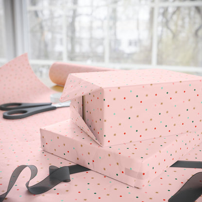 Christmas Wrapping Paper - Vintage Pastel Pink Confetti