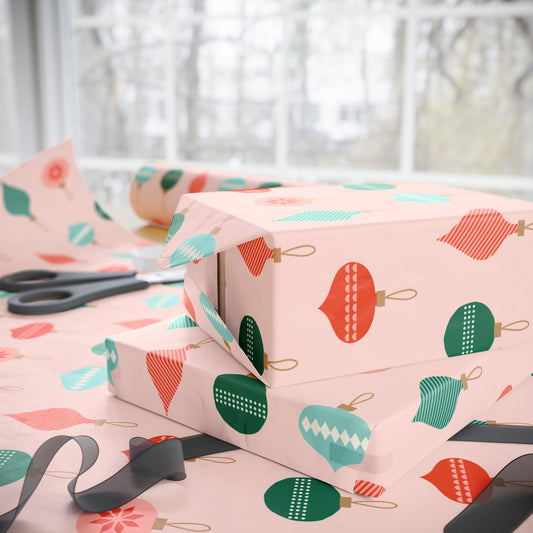 Christmas Wrapping Paper - Ornaments Pink Midcentury Gift Wrap