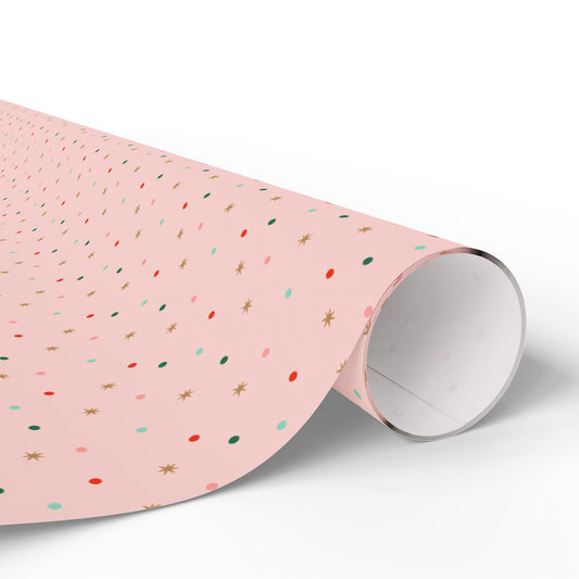Christmas Wrapping Paper - Vintage Pastel Pink Confetti