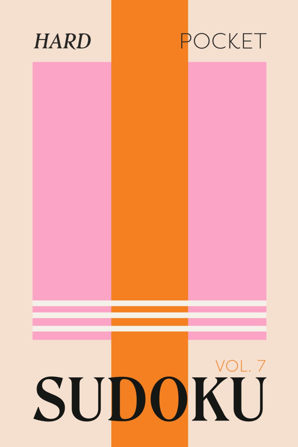 Pretty Pocket Sudoku - Hard Screen Free Puzzles: Minimal Small Travel Size 4 x 6 Inches - Orange & Pink Pop Art