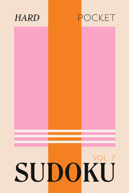 Pretty Pocket Sudoku - Hard Screen Free Puzzles: Minimal Small Travel Size 4 x 6 Inches - Orange & Pink Pop Art