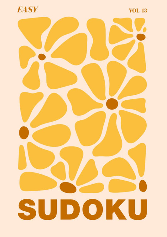 Easy Sudoku Puzzle Book — Bold Yellow Matisse Pretty A5