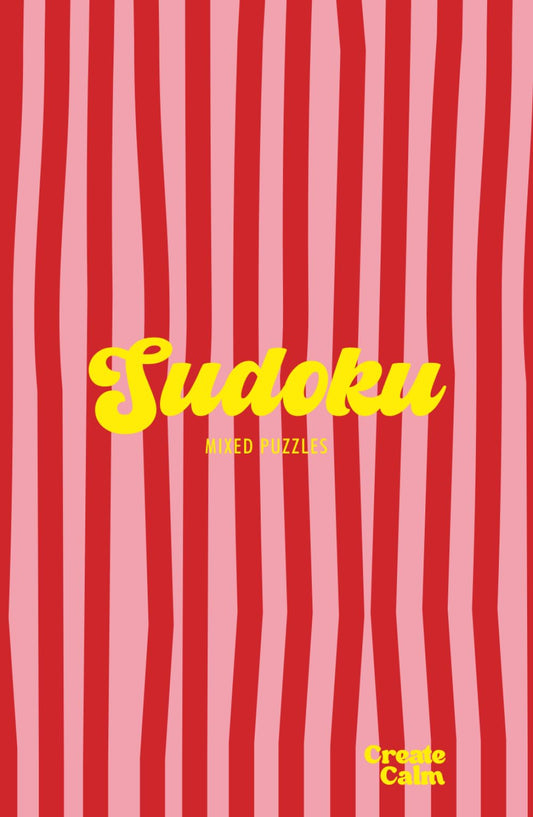 Hand Drawn Red & Pink Aesthetic Sudoku Hardcover Puzzle Book