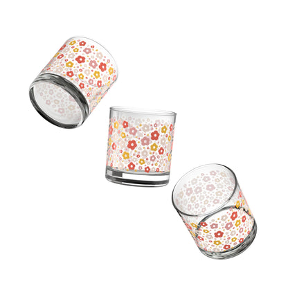 Floral Daisy Rocks Glass — Vintage-Inspired Retro Tumbler