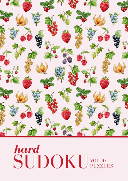 Girlie Vintage Pink Fruits & Strawberries Sudoku Book with Hard Puzzles
