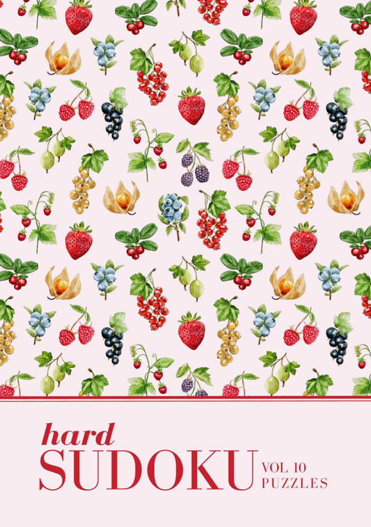 Girlie Vintage Pink Fruits & Strawberries Sudoku Book with Hard Puzzles