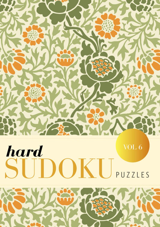Hard Sudoku Puzzle Book Floral William Morris A5