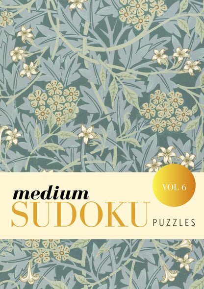 Medium Sudoku Puzzle Book Pretty Floral William Morris Cover
