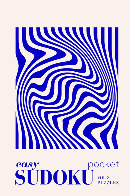 Pretty Pocket Sudoku - Easy | The Blue Bauhaus Series | Minimal Small Travel Size Puzzle Book 4*6 Inches