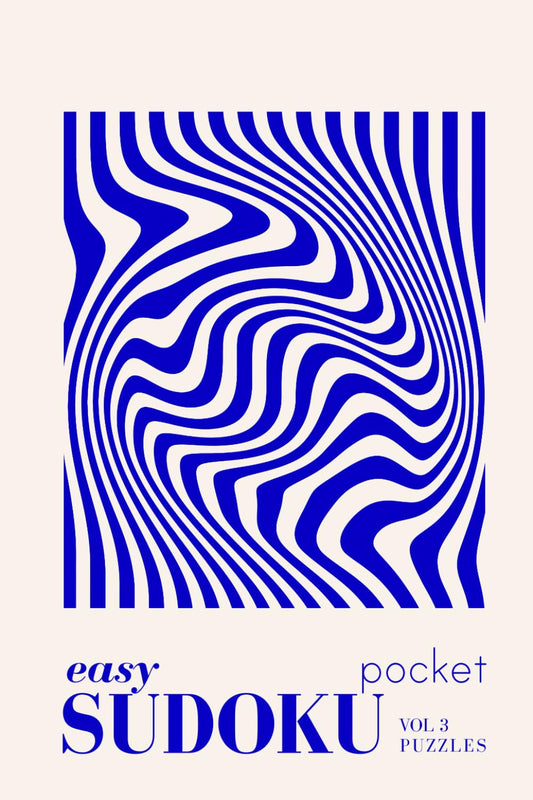 Pretty Pocket Sudoku - Easy | The Blue Bauhaus Series | Minimal Small Travel Size Puzzle Book 4*6 Inches