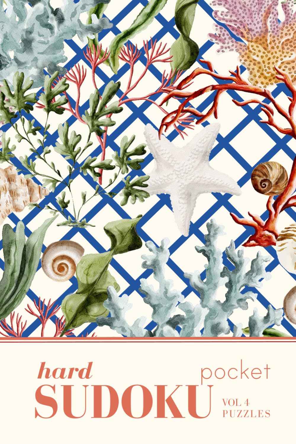 Pretty Pocket Sudoku Book Hard  Vintage Ocean