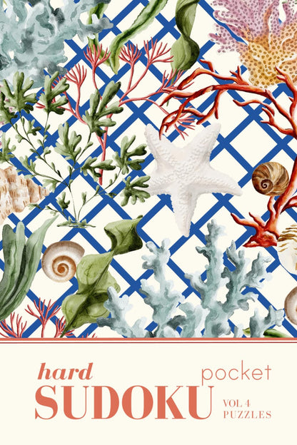 Pretty Pocket Sudoku Book Hard  Vintage Ocean