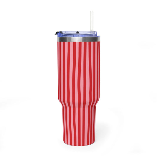 Red and Pink Candy Stripe Jumbo Tumbler