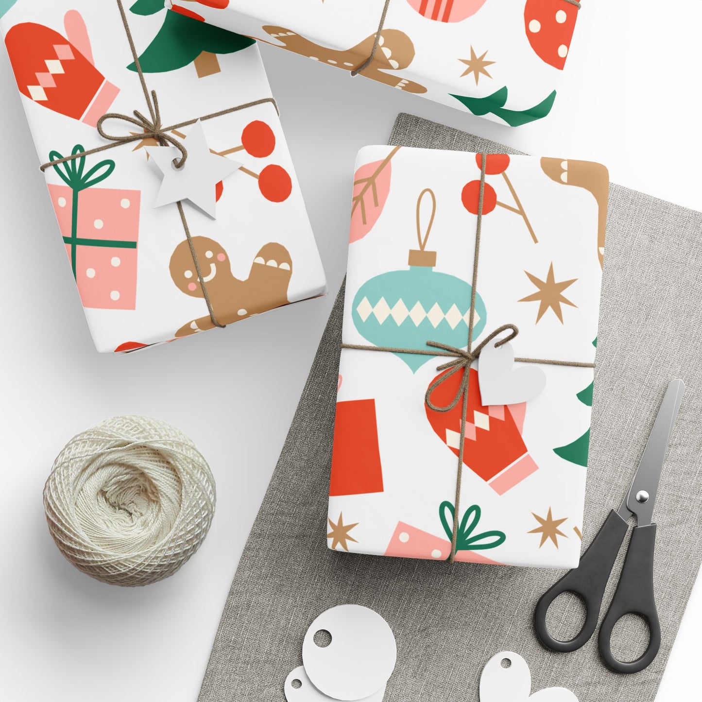 Christmas Wrapping Paper - Cute Gingerbread Candy Canes & Tree