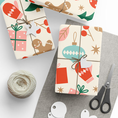 Christmas Wrapping Paper - Cute Gingerbread Candy Canes & Tree