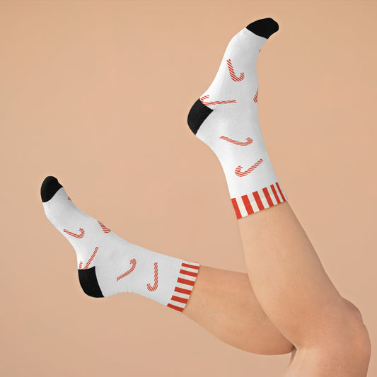 Christmas Candy Cane Festive Socks