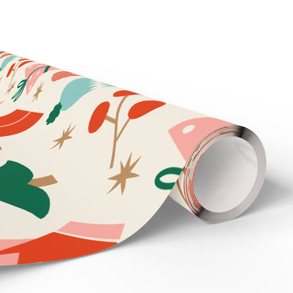 Christmas Wrapping Paper - Cute Gingerbread Candy Canes & Tree